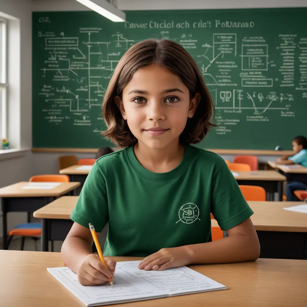a young girl sitting at a desk with a pencil in her hand and a book in front of her, heidelberg school, computer graphics, Christian Hilfgott Brand, promotional image