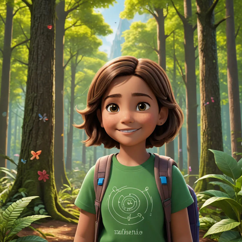 a cartoon character is standing in the woods with a backpack on his back and a butterfly flying overhead in the background, photorealism, a character portrait, Felix-Kelly, promotional image
