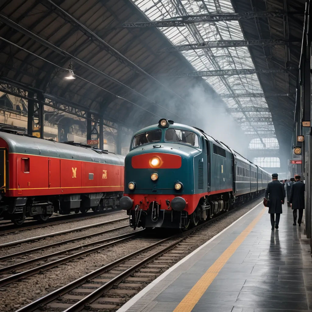 a train is pulling into a train station with people walking by it and a train is coming down the track, art photography, a stock photo, Arie Smit, cinematic photography