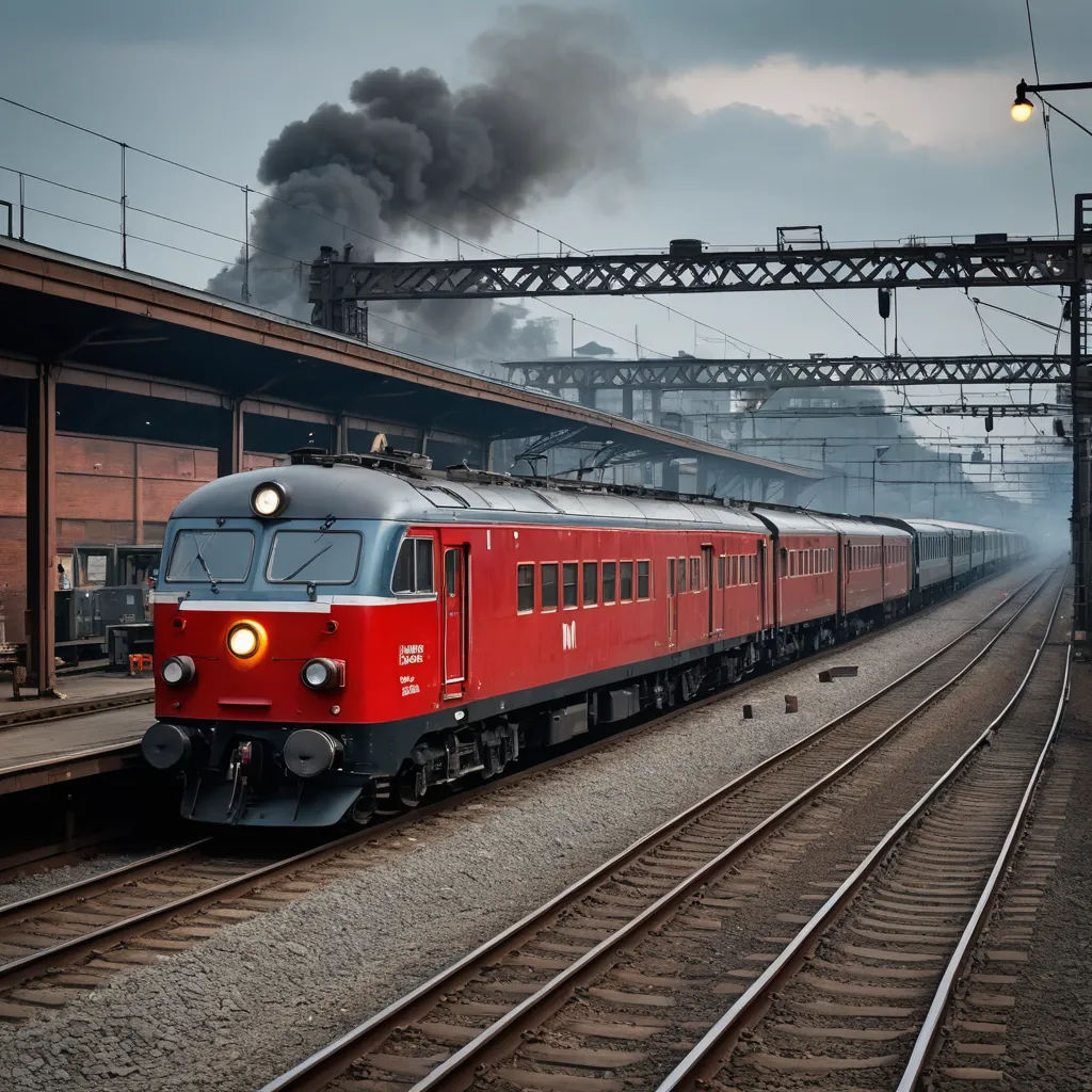 a train is coming down the tracks near a station with smoke coming out of the stacks of smoke stacks, german romanticism, a digital rendering, Bernd Fasching, ue 5
