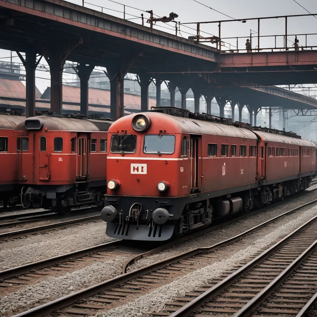 a red train is on the tracks under a bridge and a red train is on the tracks under a bridge, viennese actionism, a tilt shift photo, Colijn de Coter, ultra realistic digital art