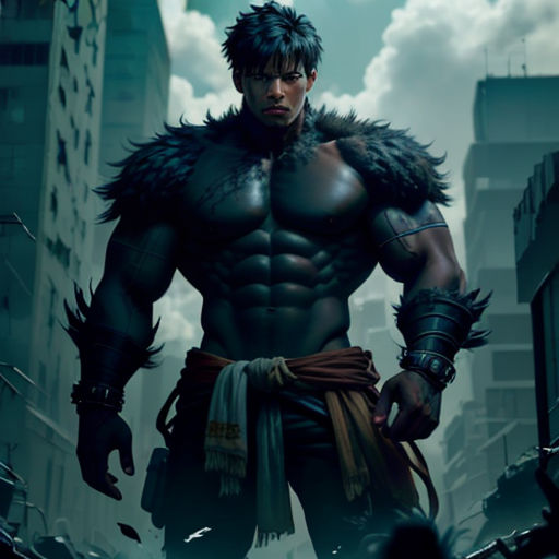a man in a costume standing in a city street with his hands on his hips and his hands on his hips