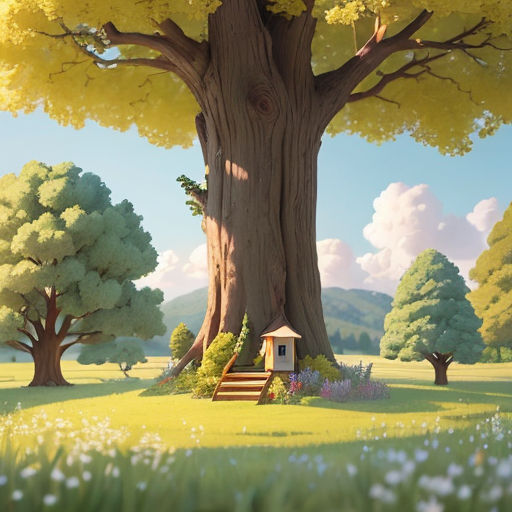 A wise old oak tree with a gentle kindly face, detailed award winning  children's book illustration : r/dalle2