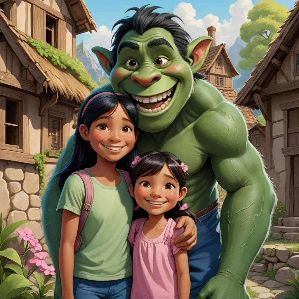 a cartoon of a man and a woman with a child in front of a trolly house with a stone wall, furry art, a storybook illustration, Eddie Mendoza, official art