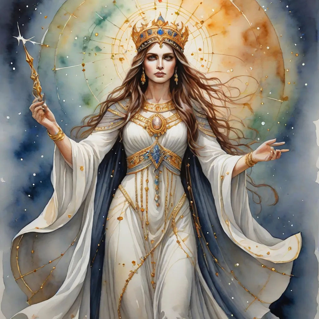 a painting of a woman in white dress holding a star in her hand and a star in her hand, fantasy art, a detailed painting, Donato Giancola, woman