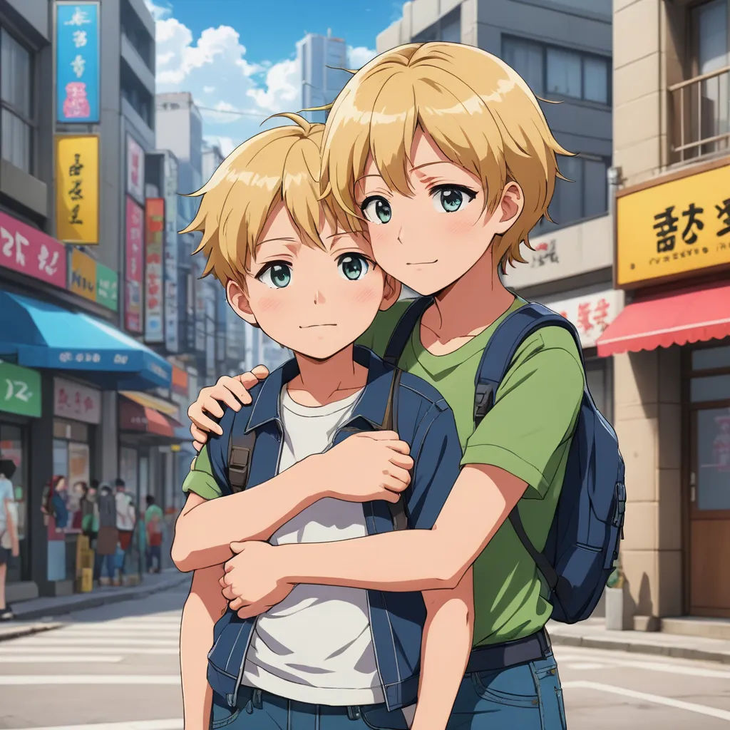 a couple of people standing on a street with buildings in the background and a sky background with clouds in the sky, rayonism, concept art, Adam Manyoki, official art