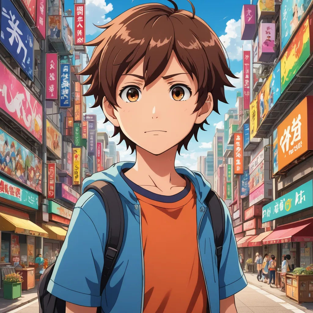 a young man standing in front of a city street with a backpack on his shoulder and a backpack on his shoulder, sots art, a character portrait, Adam Manyoki, anime key visual