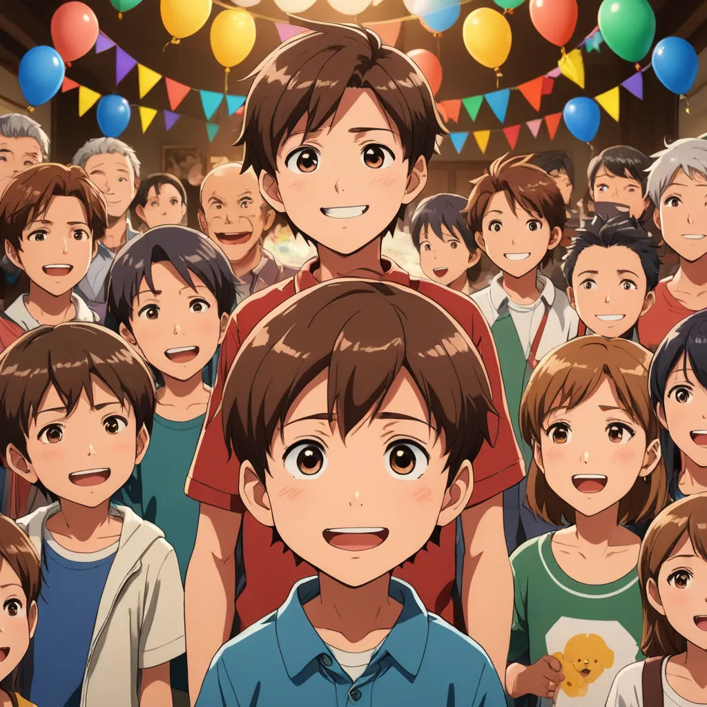 a crowd of people standing next to each other in front of balloons and a ceiling with a light on, precisionism, a poster, Aya Goda, official art