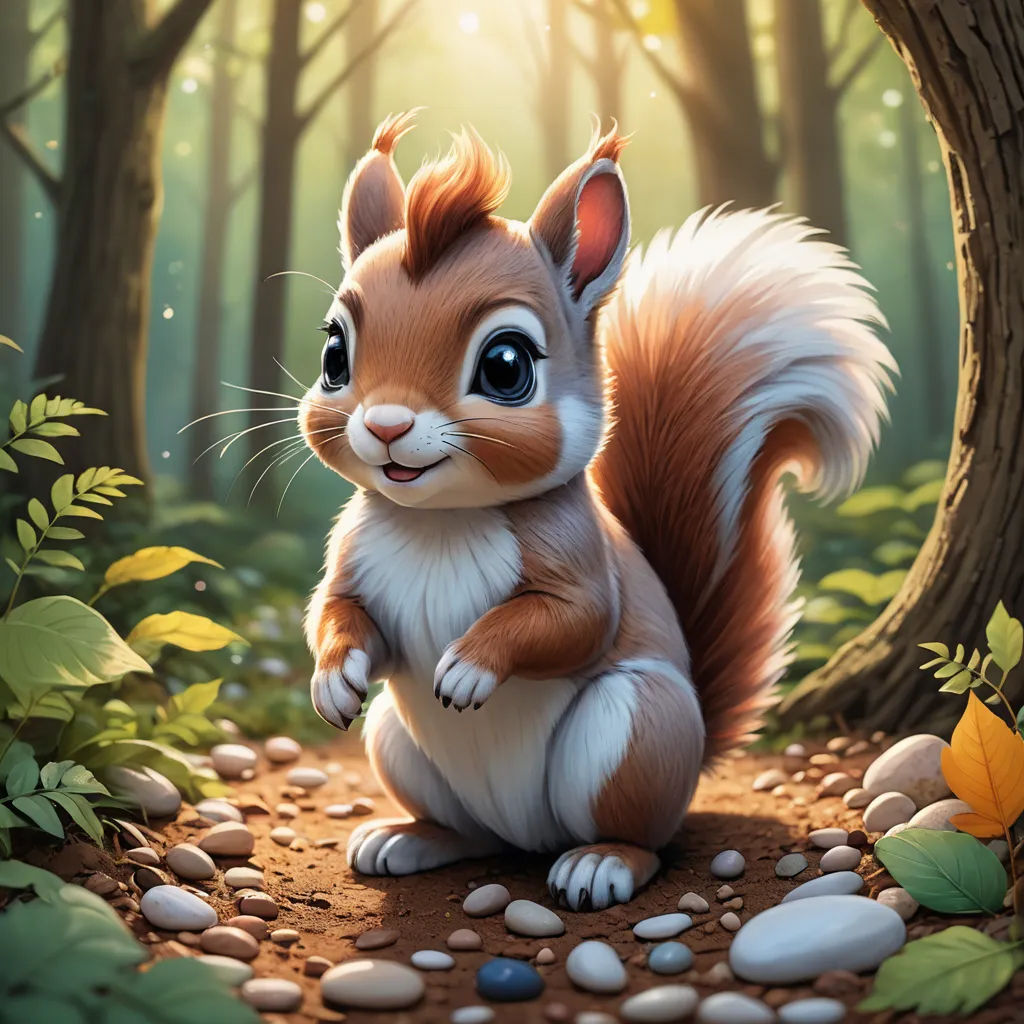 a cartoon squirrel is standing in the woods with its paws on the ground and looking up at the camera, furry art, a character portrait, Chris LaBrooy, behance hd