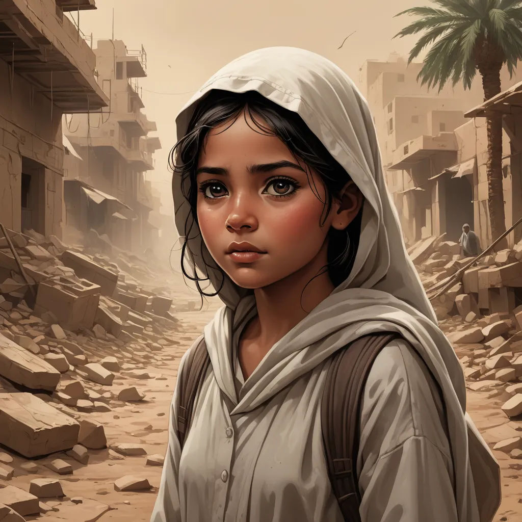 a painting of a woman in a desert town with a palm tree in the background and a man in the foreground, cynical realism, a detailed painting, Charlie Bowater, cushart krenz