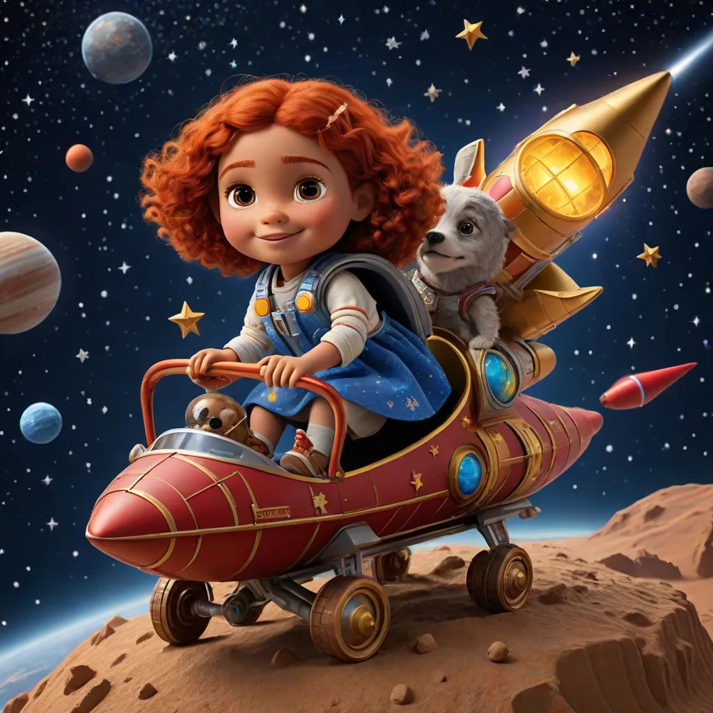 Their rocket was ready, and they climbed inside. 'Three... two... one... blast off!' Coco shouted, and they pretended to soar into space.