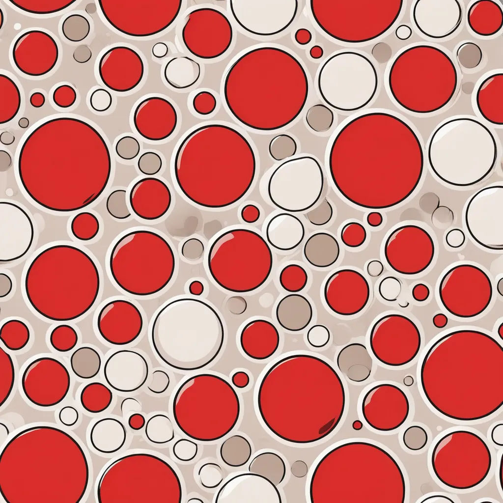 a red and white background with circles and bubbles on it, with a light brown background and a light red background, kinetic pointillism, an ultrafine detailed painting, Constant Permeke, paper texture