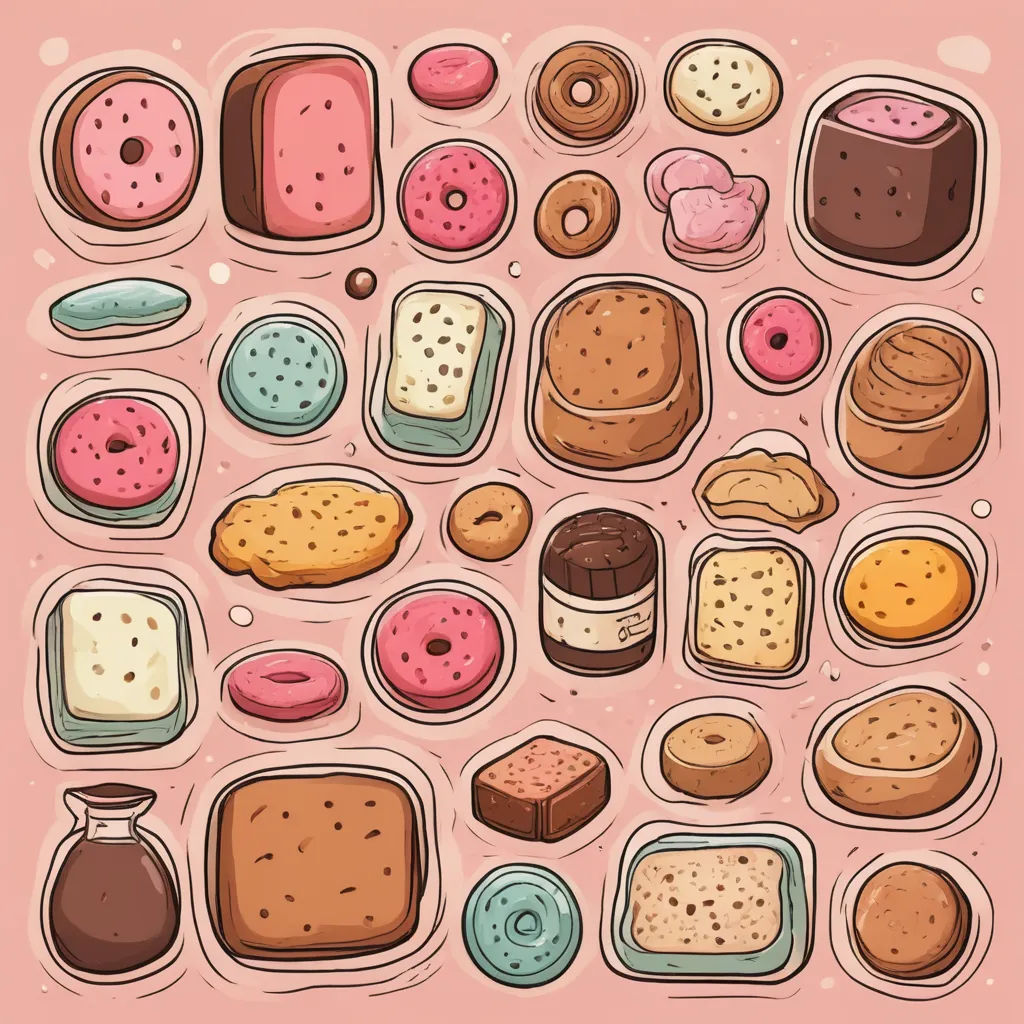 a bunch of different types of donuts on a pink background with a pink background and a pink background, sots art, vector art, Chris LaBrooy, detailed illustration