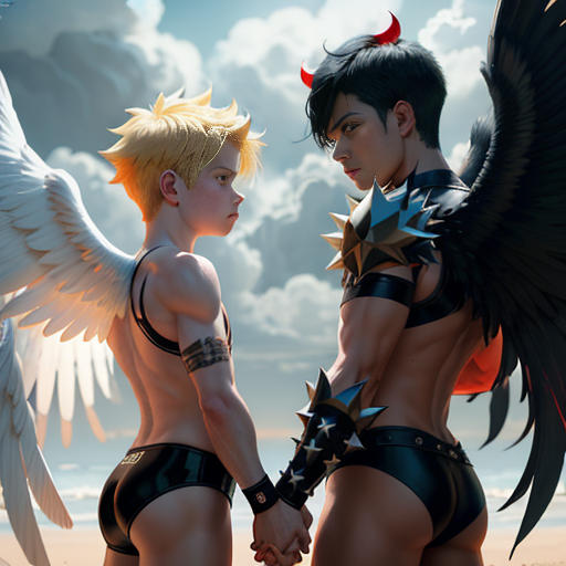 Young Angel Warrior Speedos-kid and Devil-boy