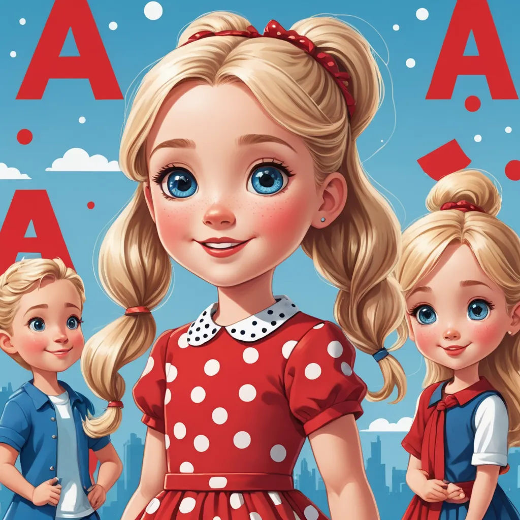 a cartoon of a girl and two girls standing next to each other with the letters a and a behind her, lyco art, a storybook illustration, disney, behance hd
