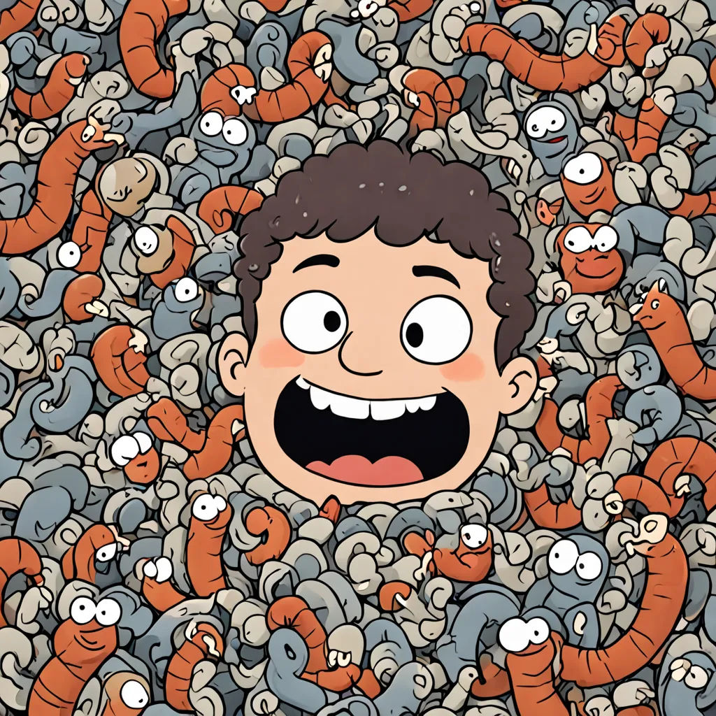 a cartoon boy surrounded by many orange and white stuffed animals and smiling for the camera with his mouth open, neoplasticism, a character portrait, Diego Gisbert Llorens, furaffinity