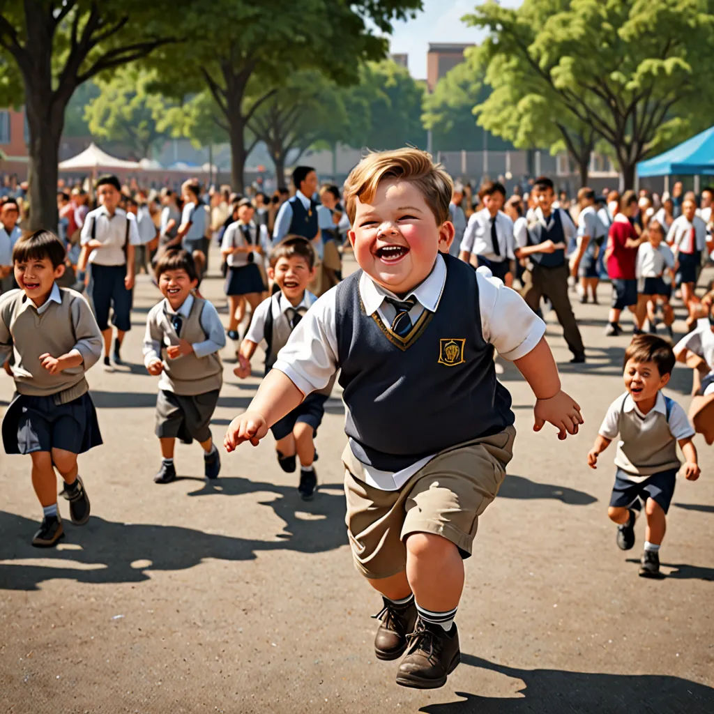 a group of children running in a park with a group of people behind them and a blue tent in the background, vancouver school, a poster, Aloysius O'Kelly, movie still
