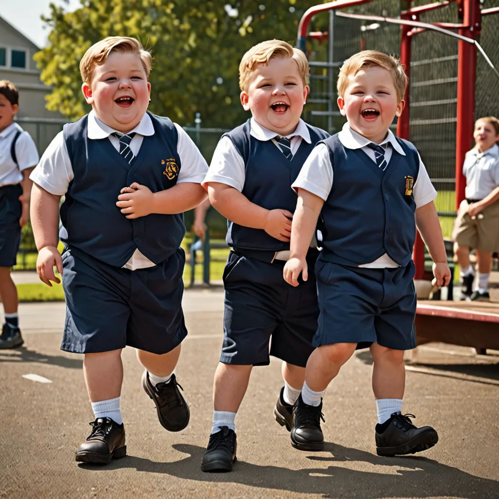 three young boys are running on a playground with their arms around each other and laughing at the camera man, heidelberg school, a stock photo, Dom Qwek, award - winning photography