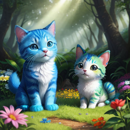 Smurf Cat, Smurf Cat in the forest next to flower. Smurf Cat