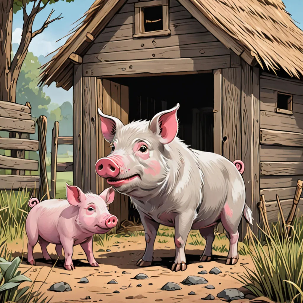 The two pigs watched as the wolf approached the stick house. Again, the wolf tried to communicate, but his pleas were misunderstood as threats.