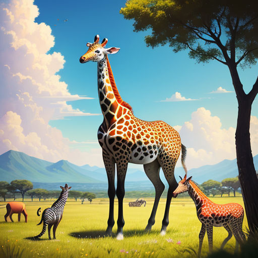 Télécharger Peinture de girafe captivante avec un arrière-plan intrigant  PNG En Ligne - Creative Fabrica
