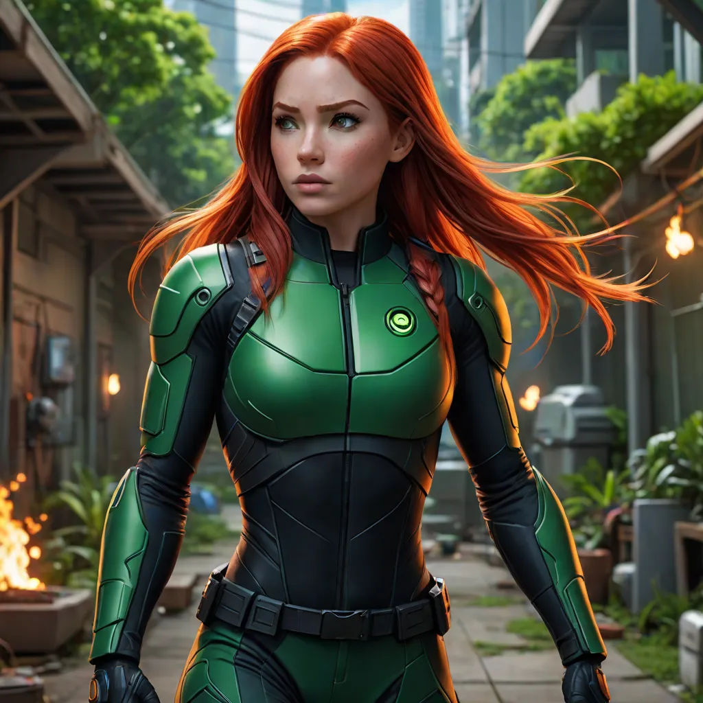 a woman in a green suit is standing on a sidewalk with a fire in the background and a building in the background, antipodeans, concept art, Aleksi Briclot, cgstudio
