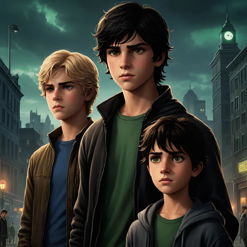 a group of young men standing next to each other on a city street at night with a clock tower in the background, sots art, concept art, Cedric Seaut (Keos Masons), key art