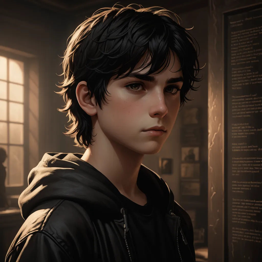 a young man in a black jacket standing in front of a window with a sign on it that says,, fantasy art, a character portrait, Charlie Bowater, stanley artgerm lau