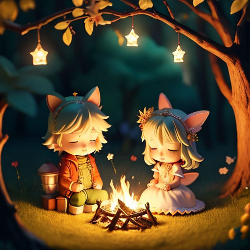 Stella and Max were over the moon with joy, realizing that they had found the real treasure all along. They decided to celebrate their adventure by camping near the treasure spot and roasting marshmallows over the campfire. Just as they were about to sleep, they heard rustling sounds nearby and saw a family of fireflies in the bushes. They watched in awe as the fireflies transformed into tiny fairies that fluttered around, spreading their magical dust everywhere.