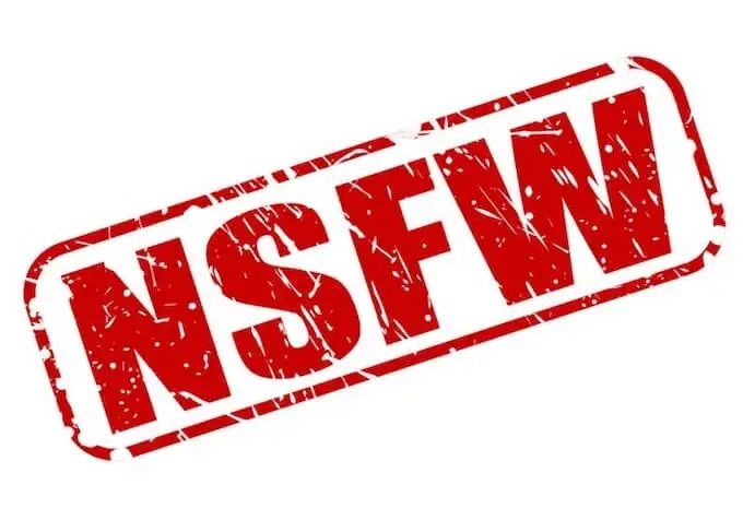 a red stamp that says nsfw on it's side and a white background with a red stamp