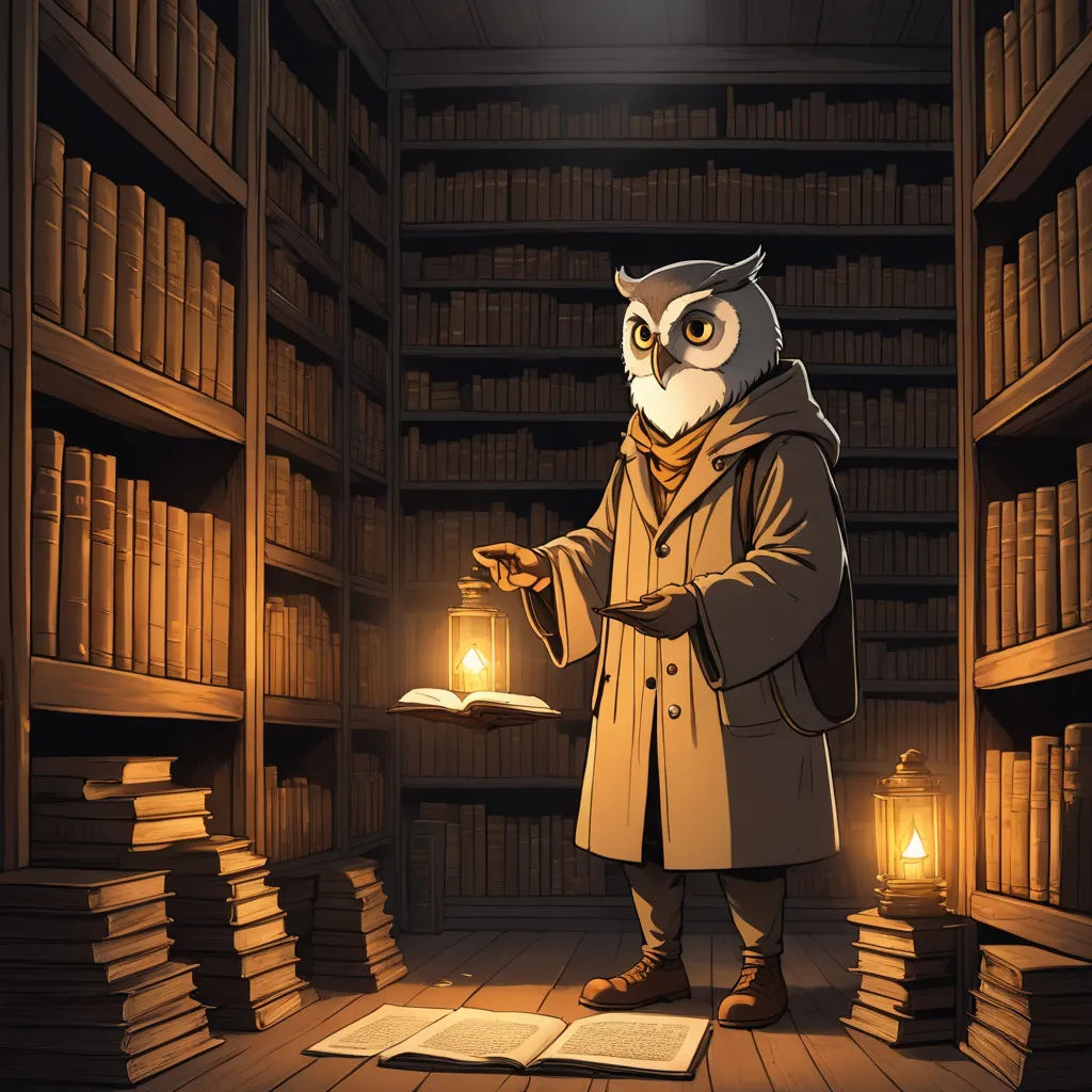 a cartoon character is standing in a library with a book and a lamp in his hand and a book in his hand, fantasy art, a storybook illustration, Diego Gisbert Llorens, rossdraws global illumination
