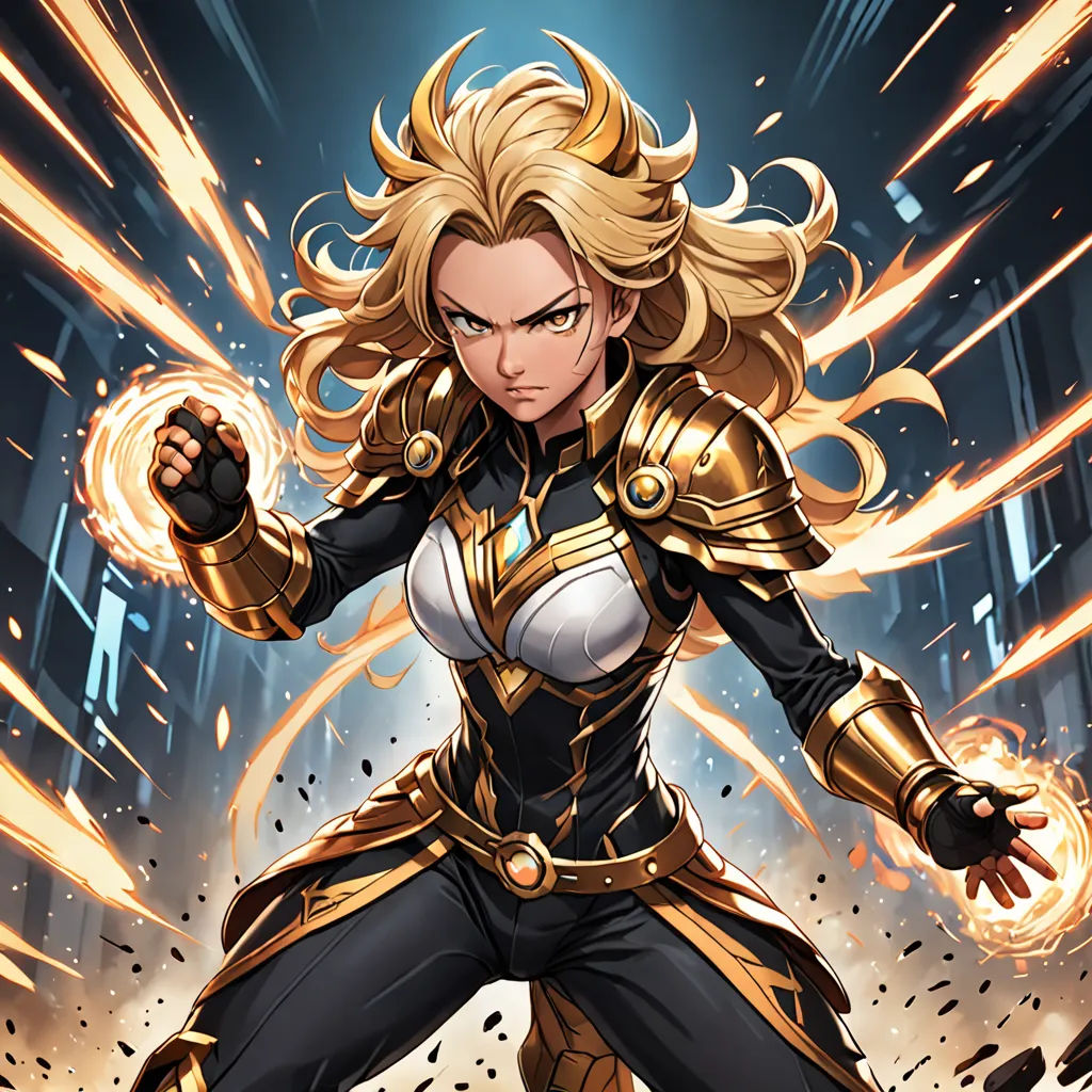 a woman in a black and gold outfit with a sword in her hand and a fireball in her hand, rayonism, a comic book panel, Artgerm, stanley artgerm lau