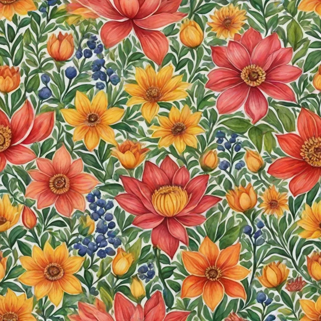 a painting of flowers and leaves on a white background with blue berries and leaves on the bottom of the image, folk art, a detailed painting, Annabel Kidston, in gouache detailed paintings