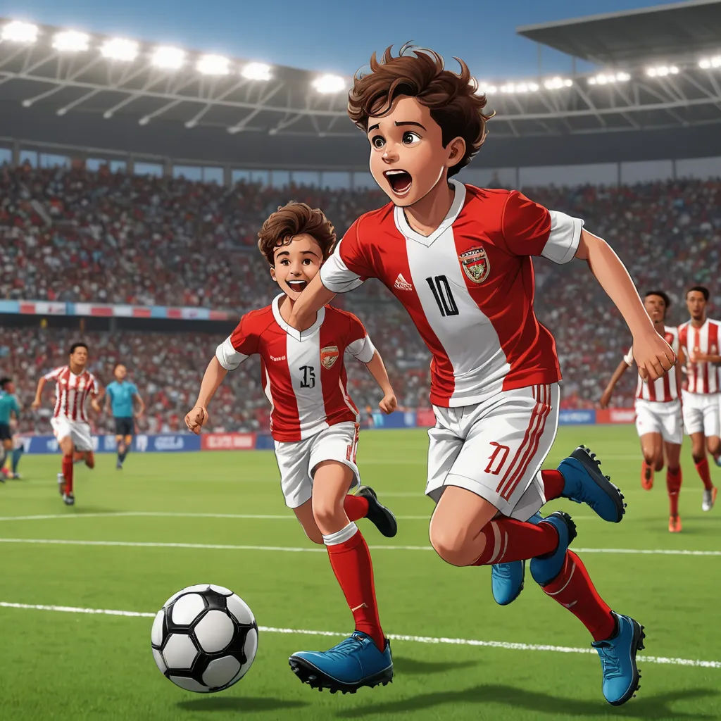 a cartoon of a soccer player running with a soccer ball in front of him and a referee behind him, photorealism, a comic book panel, Diego Gisbert Llorens, highly detailed digital painting