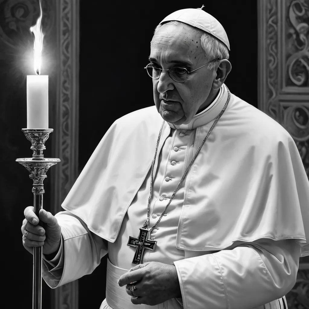 a man holding a candle in his hand and wearing a priest's outfit and glasses on his head, photorealism, a photorealistic painting, David LaChapelle, photorealistic portrait