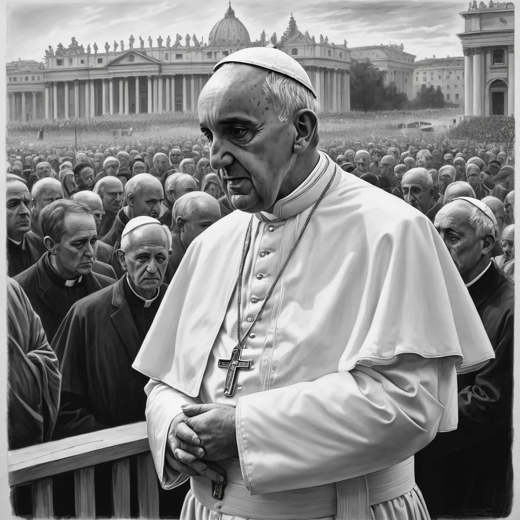 a black and white photo of a man in a crowd of people wearing white robes and holding a cross, figurative art, an ultrafine detailed painting, Carlo Crivelli, highly detailed oil painting