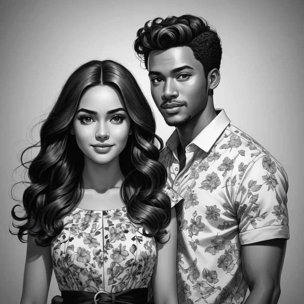 a man and a woman are standing next to each other, one is wearing a shirt and the other is a dress shirt, modern european ink painting, an ultrafine detailed painting, Artgerm, highly detailed digital painting