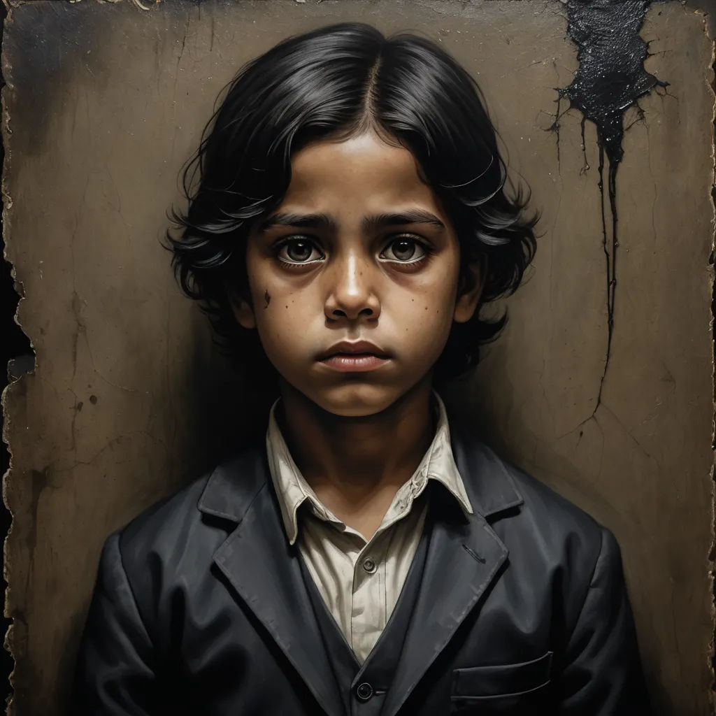 a painting of a young boy with a black jacket on and a white shirt on, with a black background, fantastic realism, an oil on canvas painting, Brad Kunkle, extremely detailed oil painting