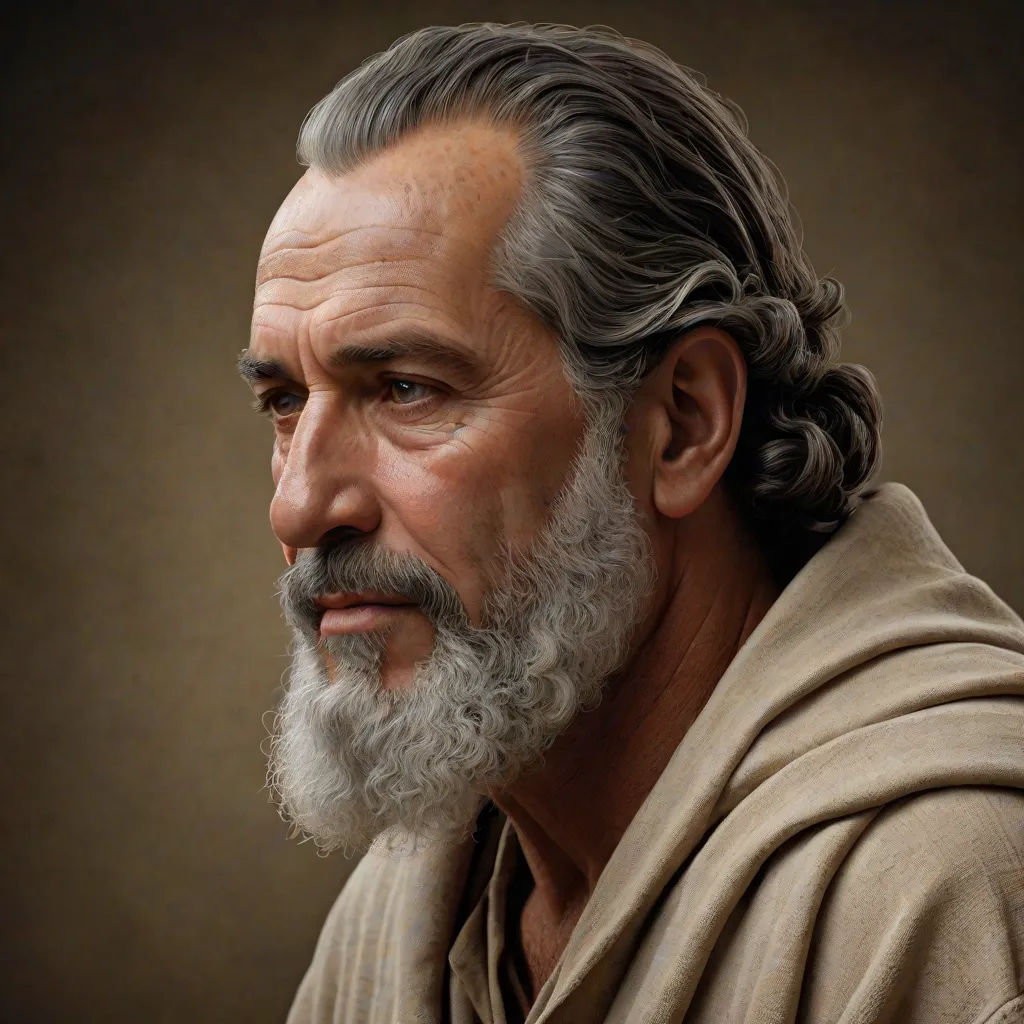 a painting of a man with a beard and a robe on, with a beard and a beard, wearing a robe, highly detailed digital painting, figurative art, a photorealistic painting, Donato Giancola