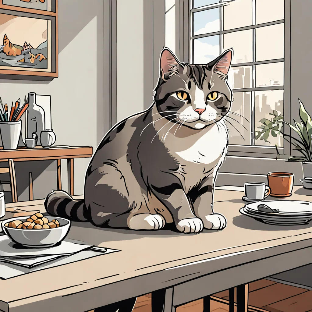 The Curious Cat on the Table