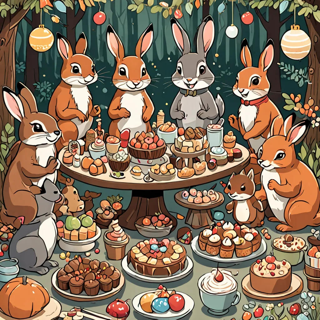 A Forest Party with Mr. Rabbit, Mr. Squirrel, Mrs. Owl, and Other Animals