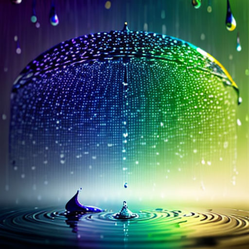 a colorful umbrella with rain drops falling from it and a rainbow background with rain drops falling from it and a rainbow umbrella with rain drops