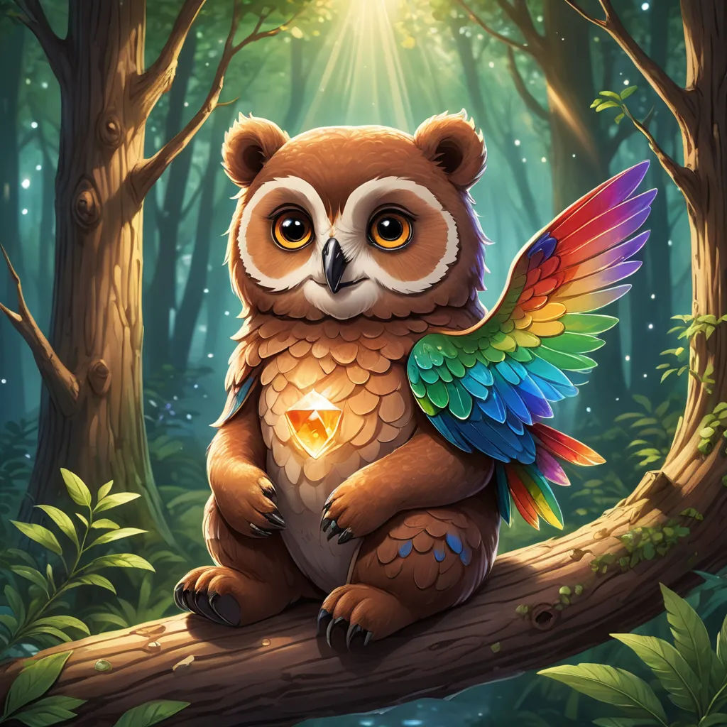 a colorful owl sitting on a tree branch with a heart shaped candle in its paws and wings on its chest, fantasy art, a character portrait, Chris LaBrooy, fantasy artwork