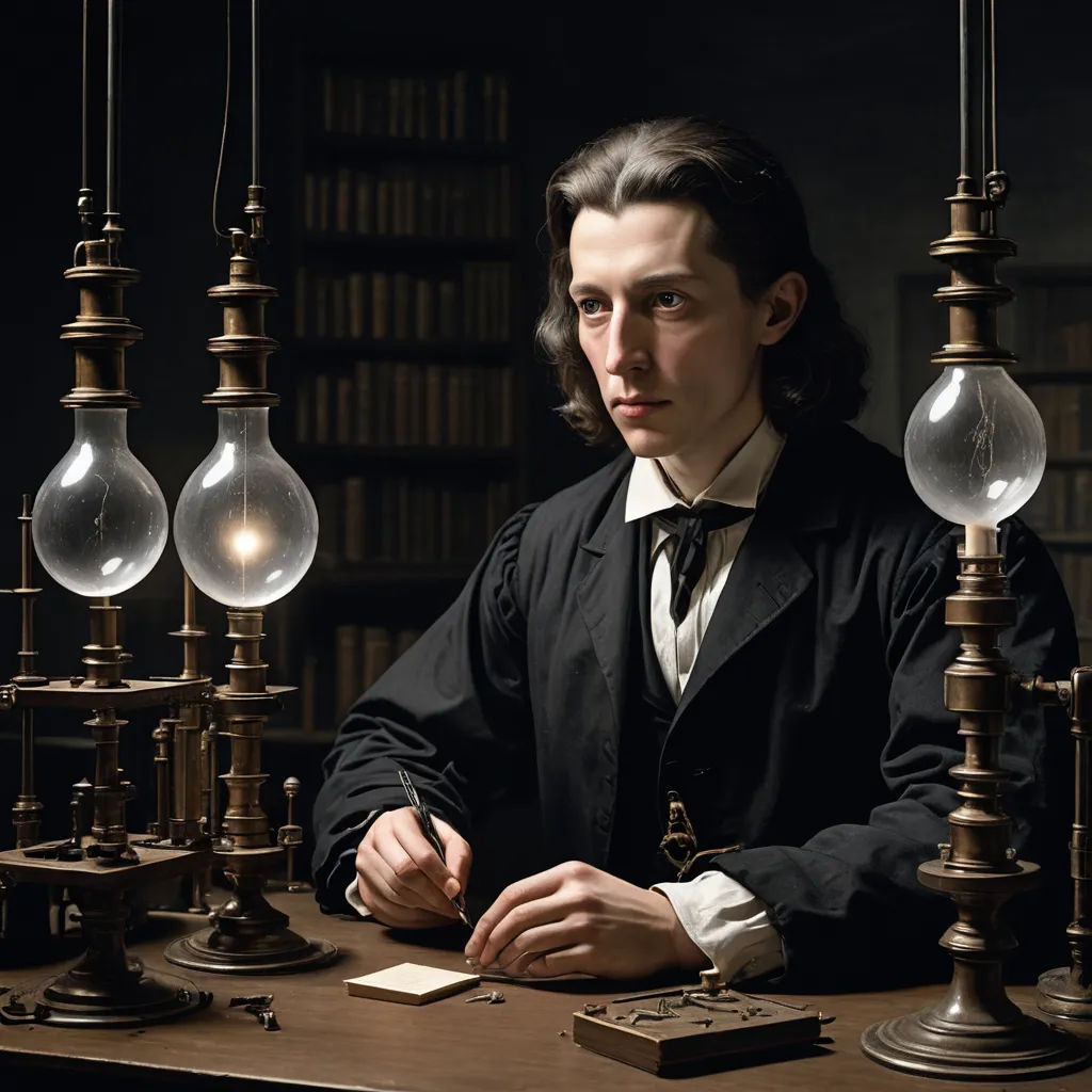 a man sitting at a table surrounded by lamps and books in a library with a note in his hand, pre-raphaelitism, a photorealistic painting, Évariste Vital Luminais, rembrandt lighting