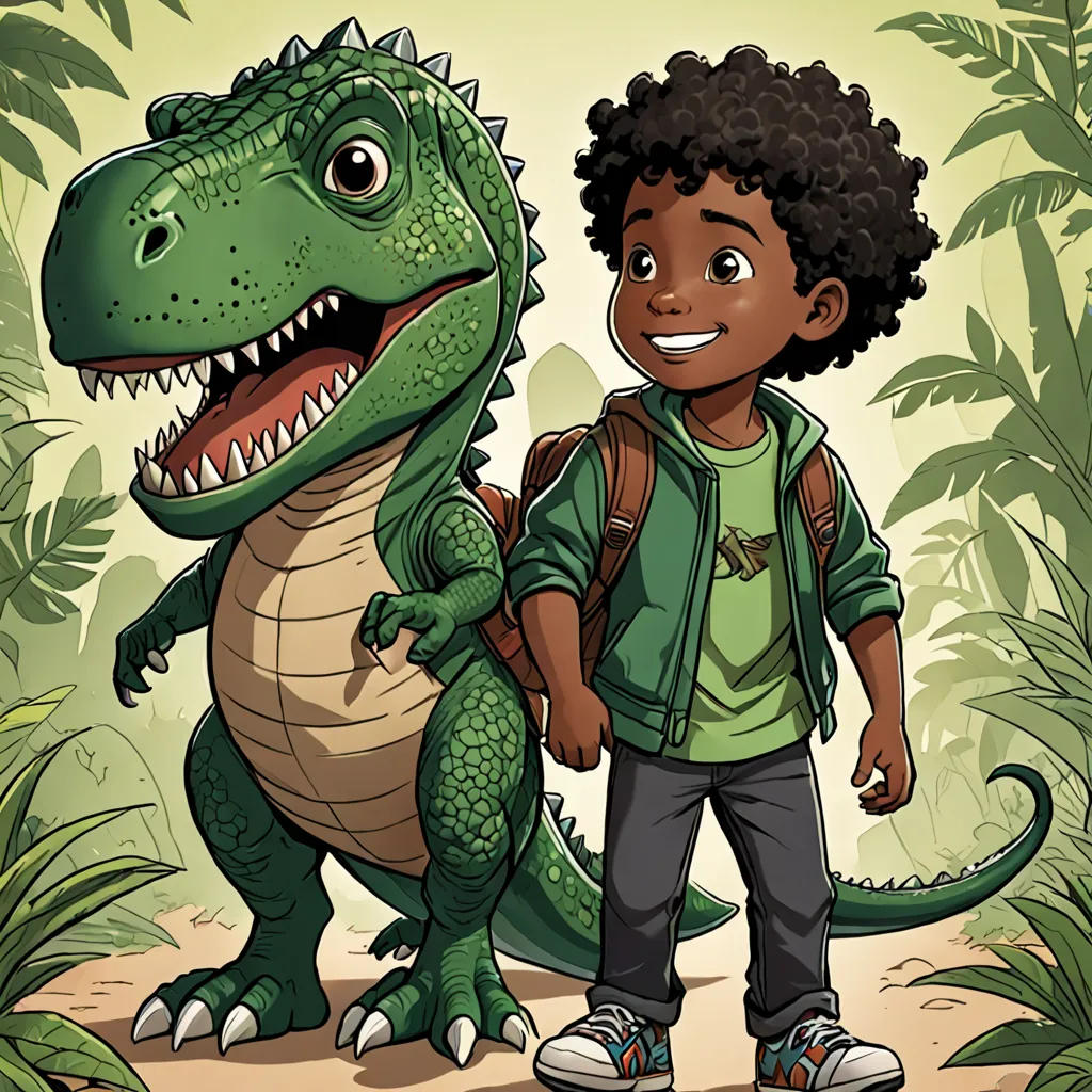 A boy named Eli And The Sad Dinosaur
