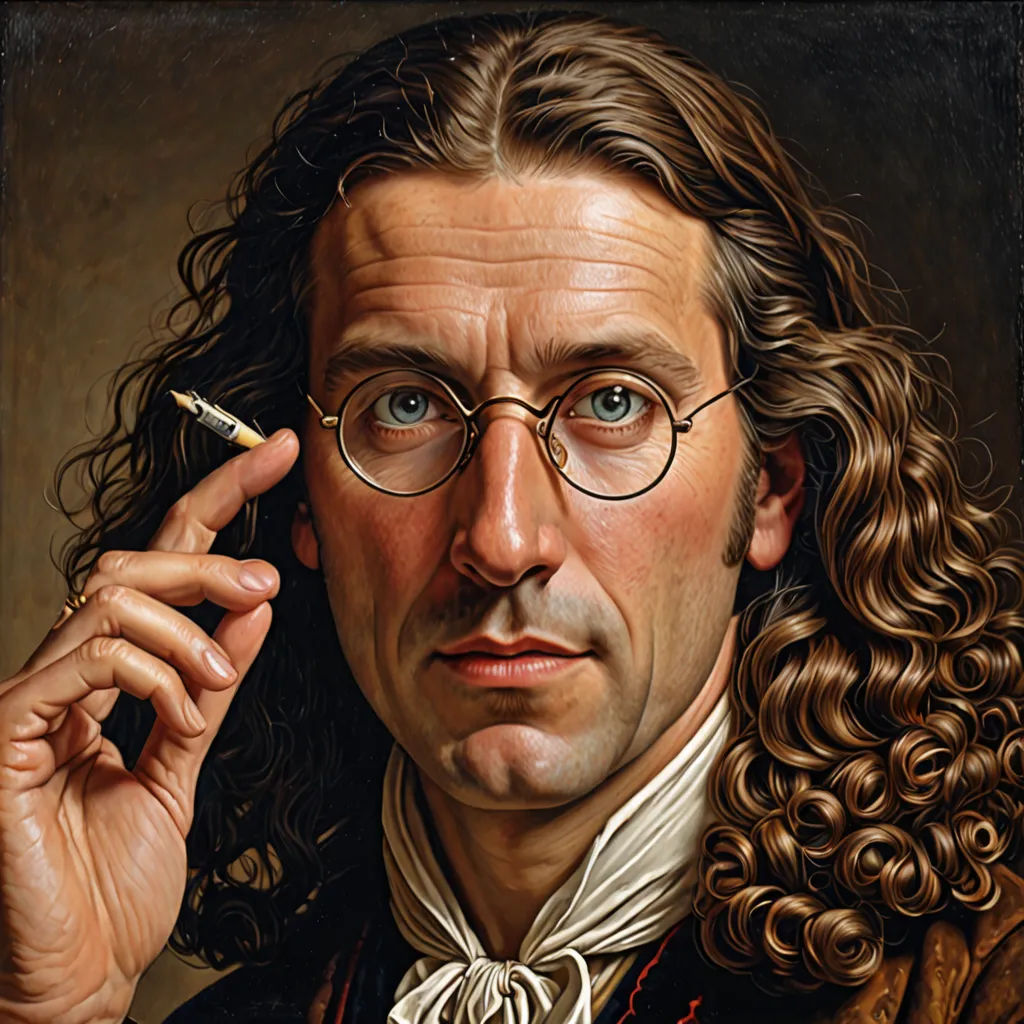 a painting of a man with long hair and glasses smoking a cigarette and wearing a brown jacket and tie, classical realism, an ultrafine detailed painting, Carel Willink, highly detailed digital painting