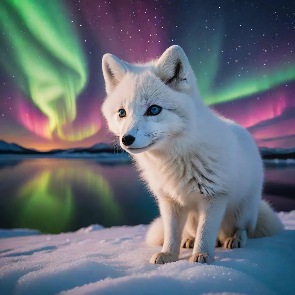 The Arctic Fox and the Northern Lights