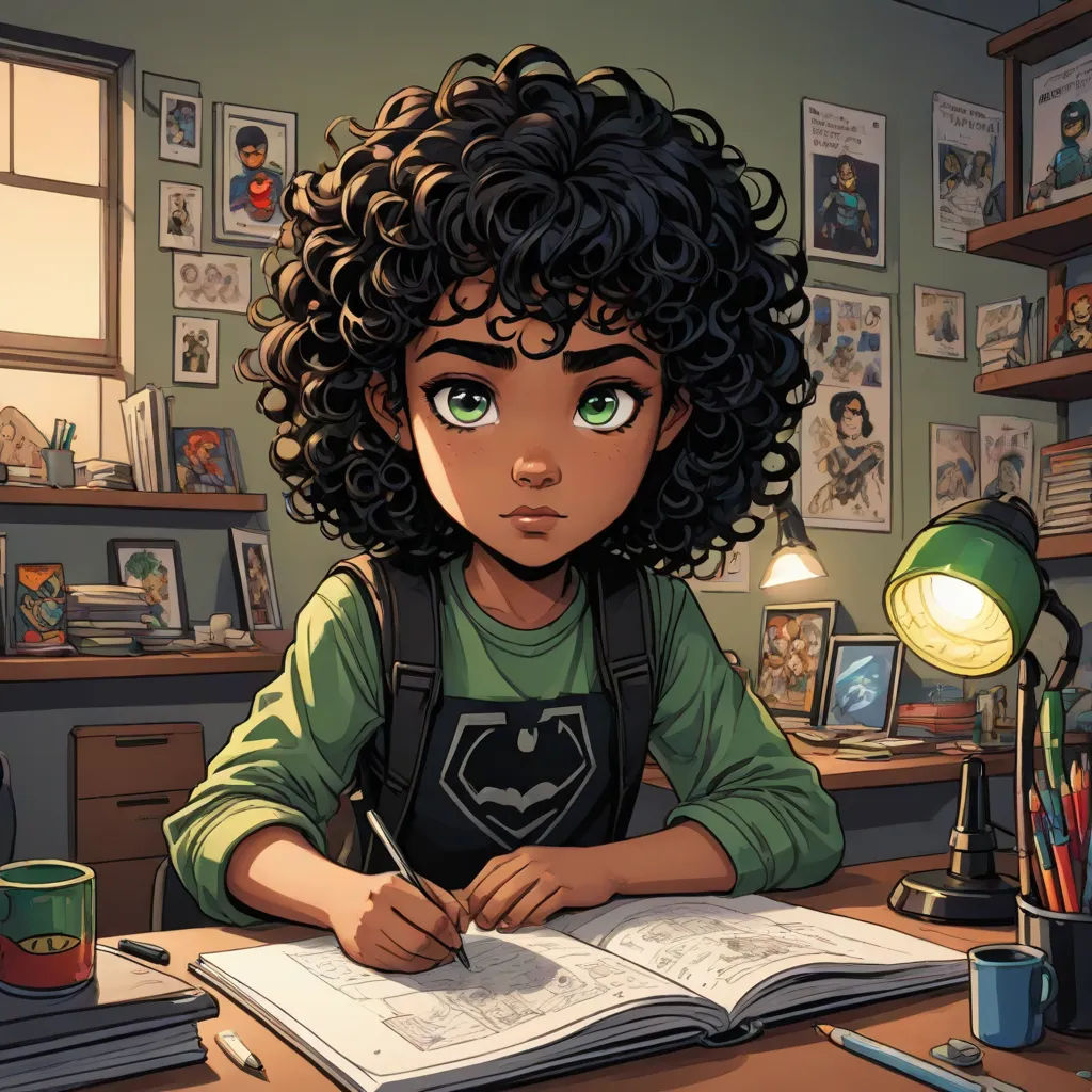 a young girl sitting at a desk with a book and pencil in her hand and a lamp on top of the desk, academic art, a comic book panel, Artgerm, stanley artgerm lau