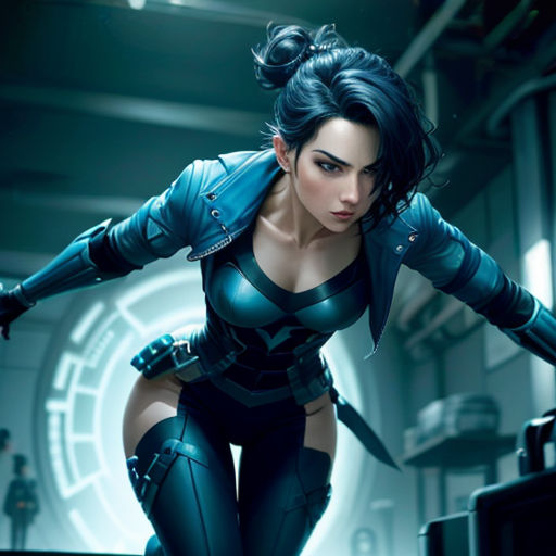 a woman in a futuristic suit holding a knife in her hand and a sci - fi fi fi fi fi fi fi fi fi fi fi fi fi fi fi fi fi fi fi fi fi fi fi fi fi fi fi fi