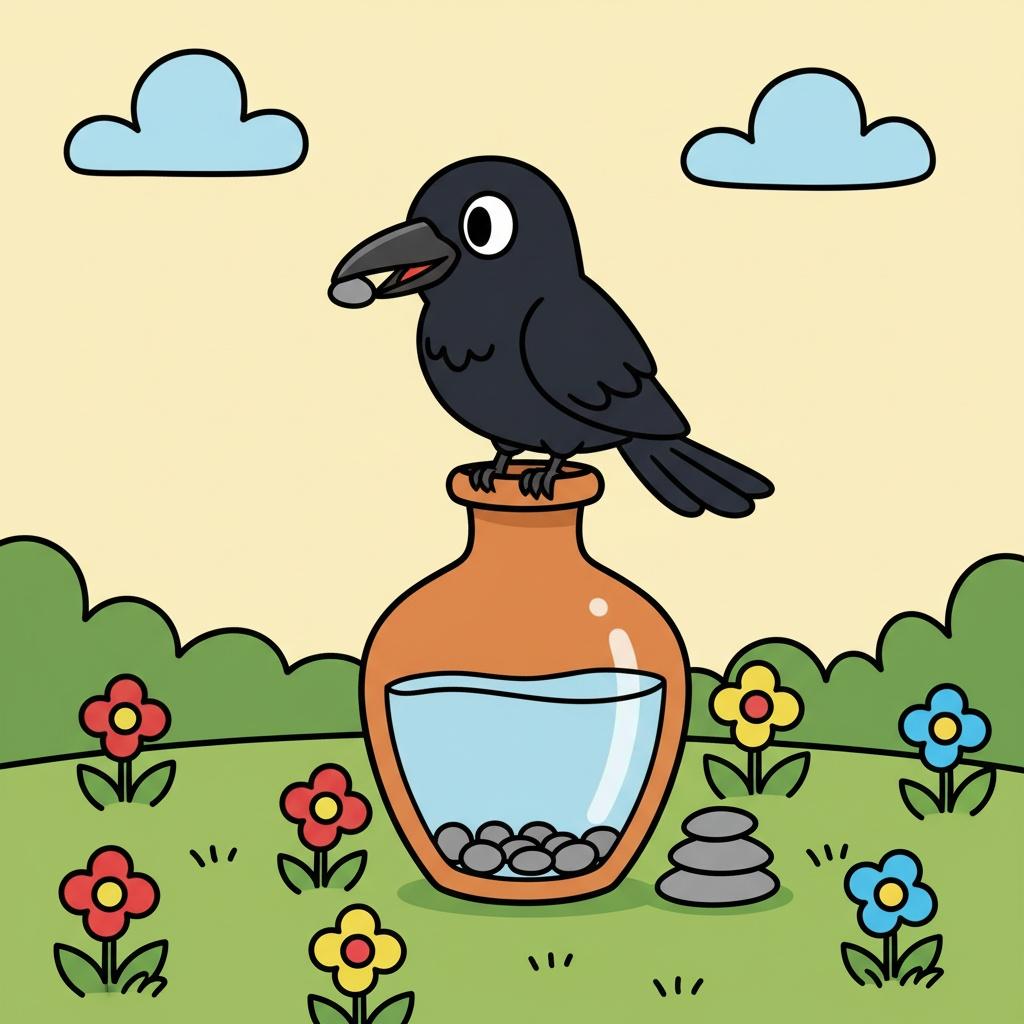 The Thirsty Crow and the Pebbles
